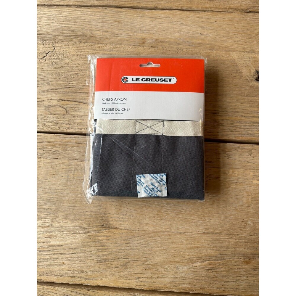 Le Creuset 100% Cotton Chefs Bibbed Adult Apron Flint Gray Grey NEW